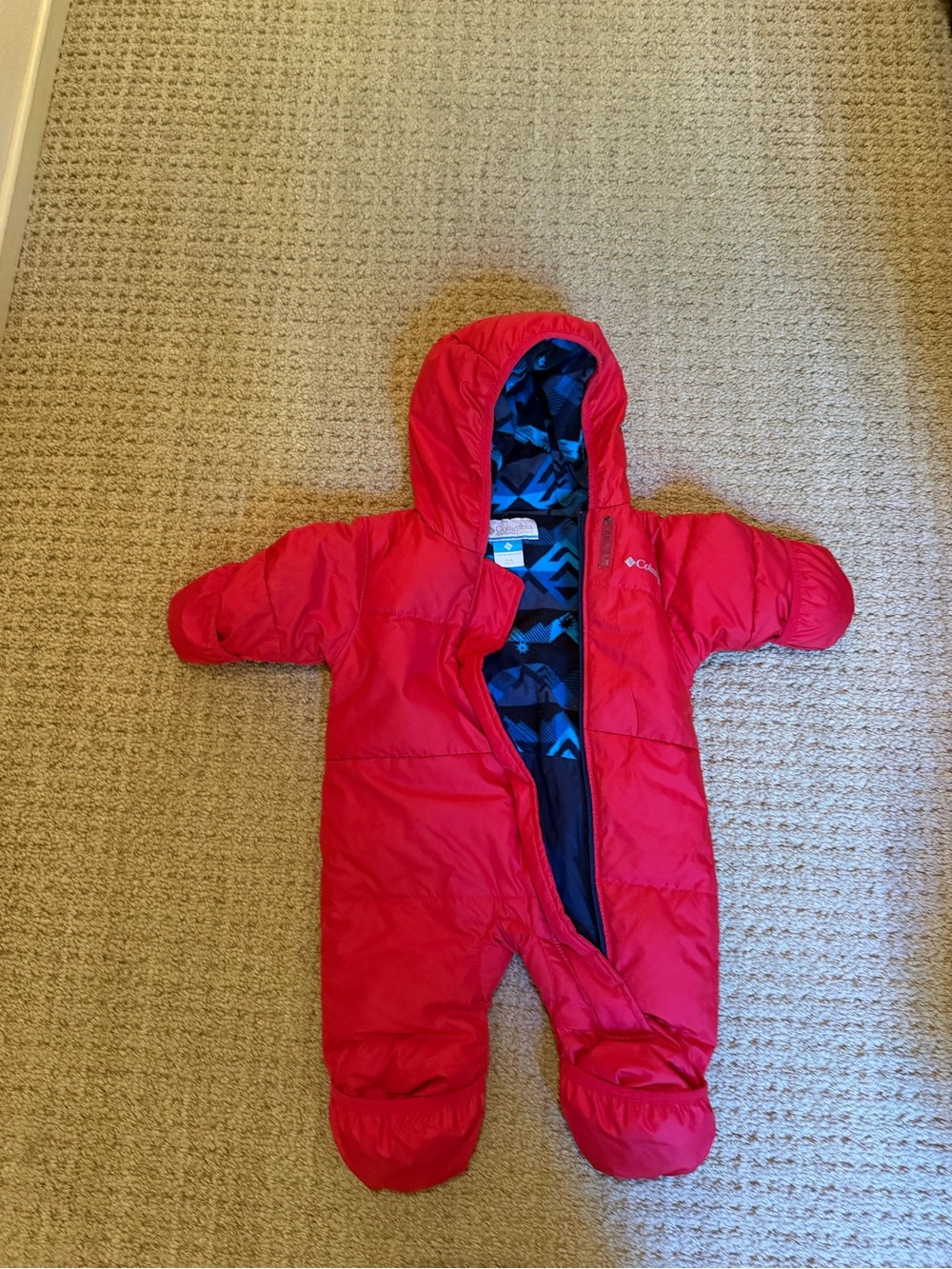 Columbia Red Hooded Infant One-Piece Snowsuit